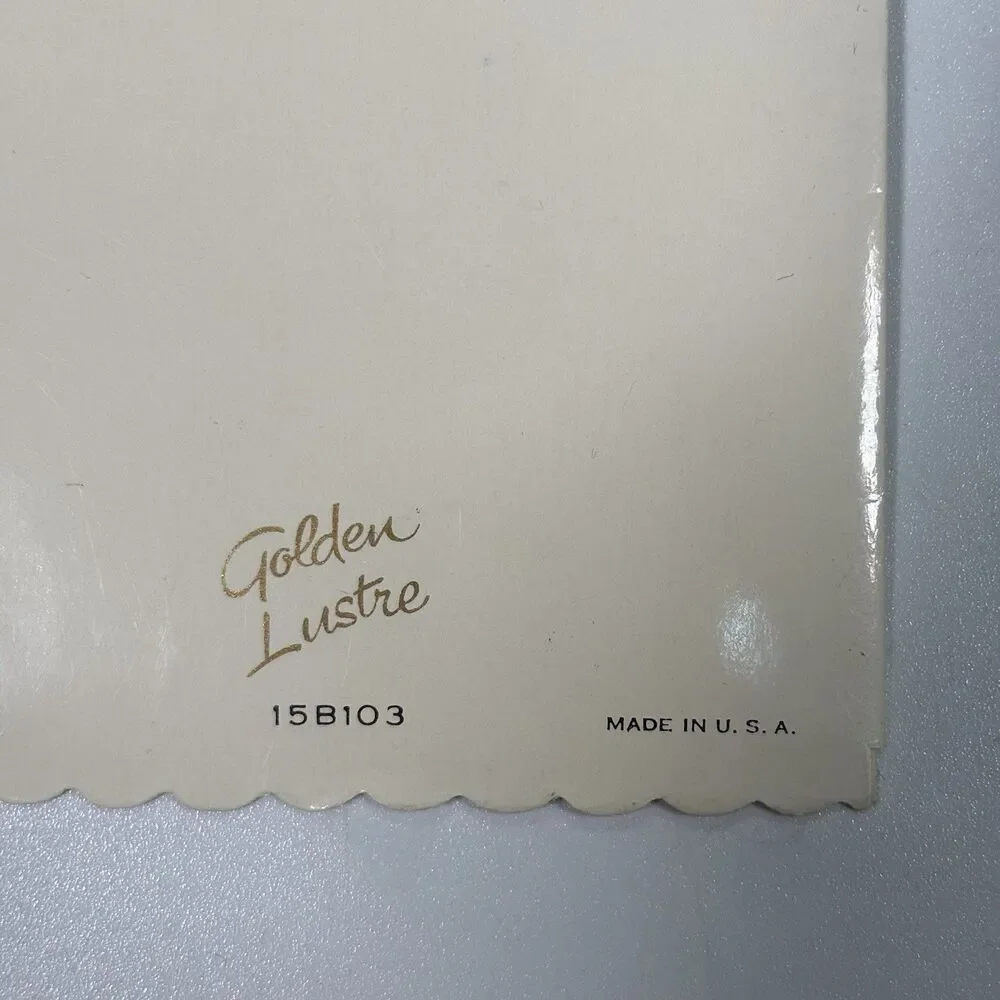 Vintage Golden Lustre Belated Birthday Greeting Card Scalloped Edge MCM Decor